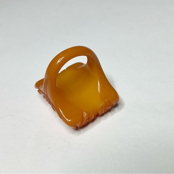 Antique Art Deco Bakelite Heavily Carved Ring Sz4 - Picture 4 of 8